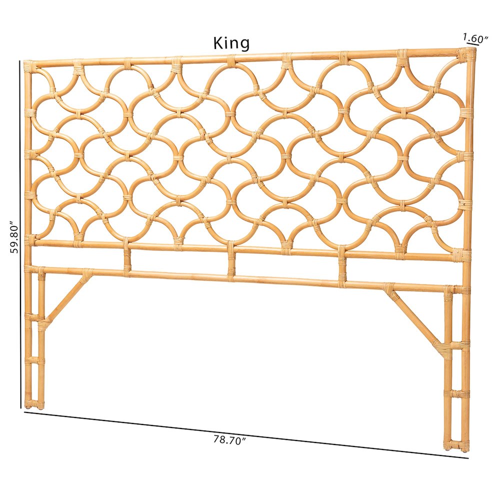 Kalcya Bohemian Natural Rattan King Size Standalone Headboard. Picture 7