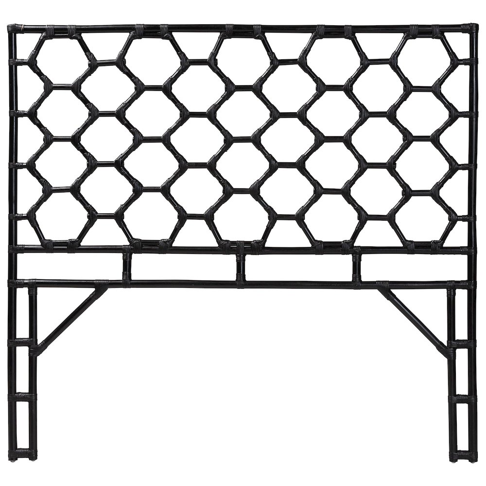 Revonda Bohemian Black Rattan Queen Size Standalone Headboard. Picture 2