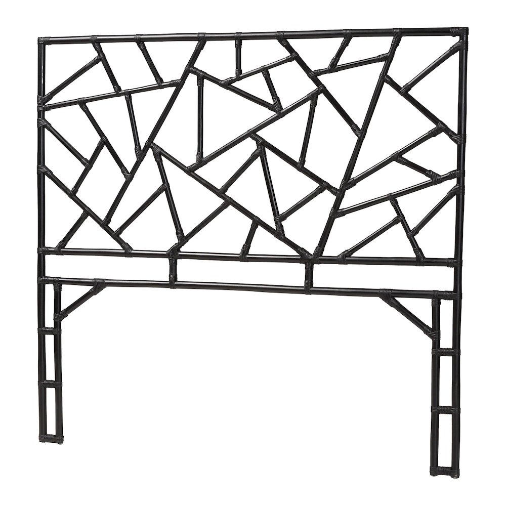 Frydel Black Rattan Queen Size Standalone Headboard. Picture 1