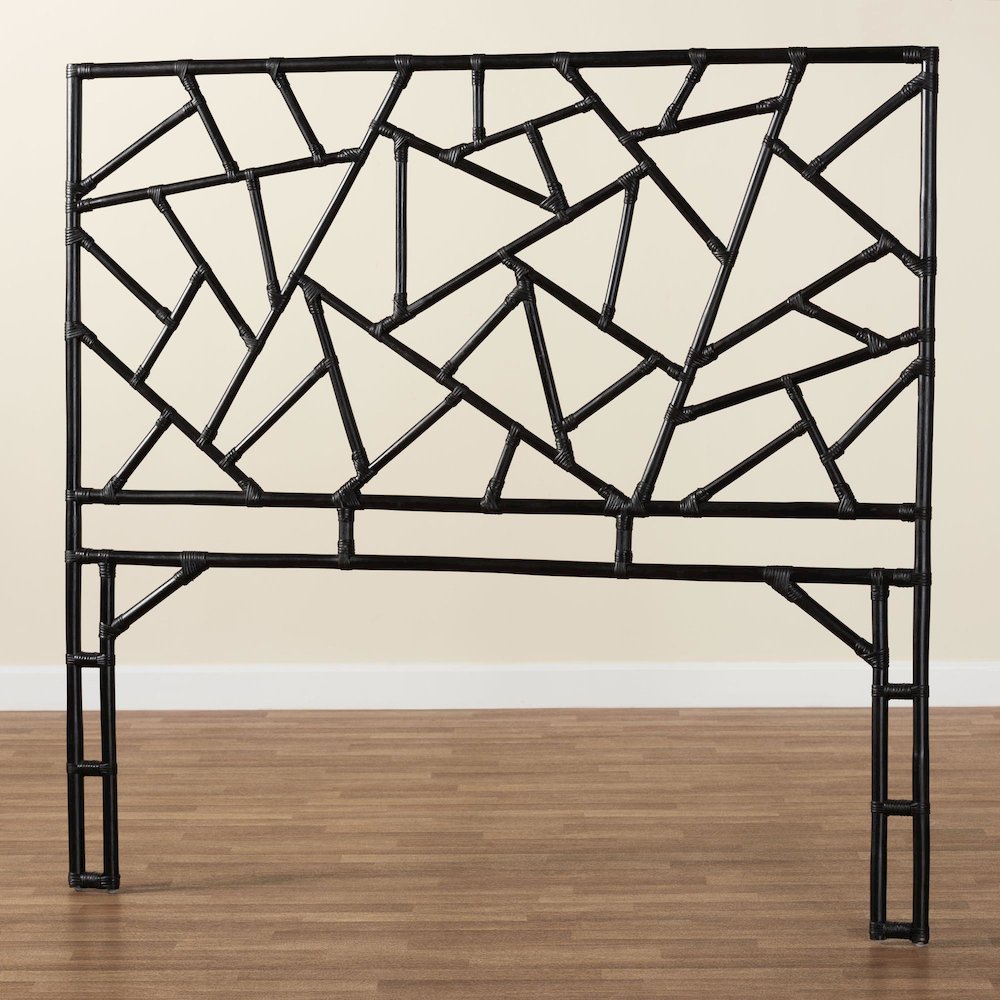 Frydel Black Rattan Queen Size Standalone Headboard. Picture 6
