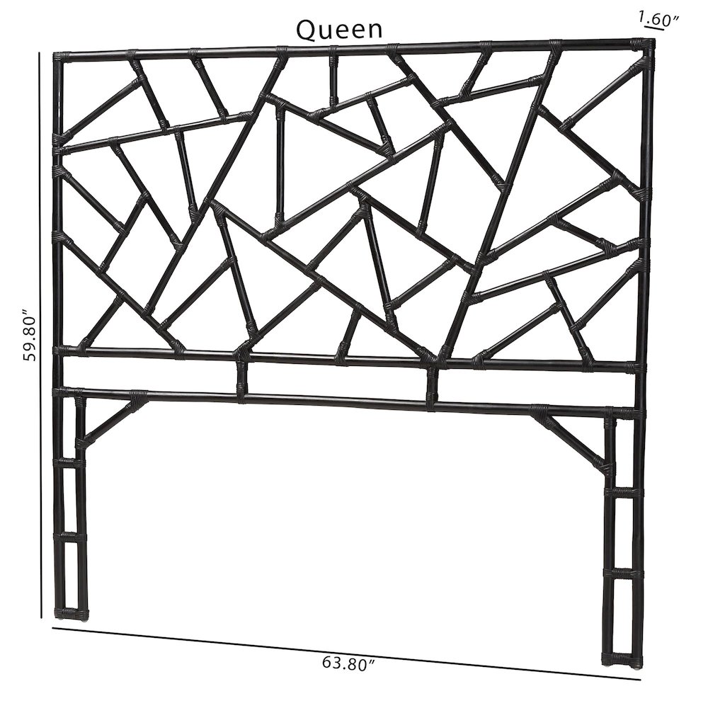 Frydel Black Rattan Queen Size Standalone Headboard. Picture 7