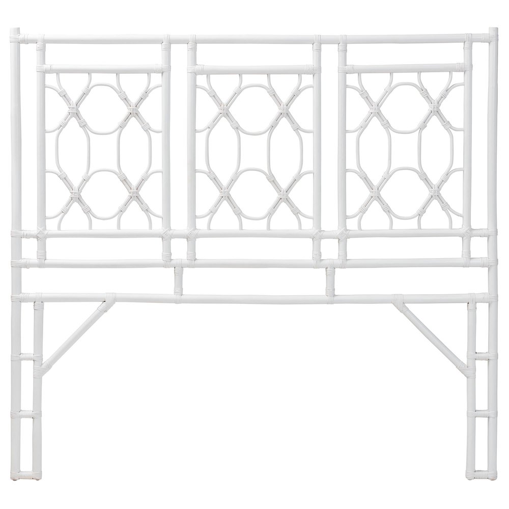 Sampson Bohemian White Rattan Queen Size Standalone Headboard. Picture 2
