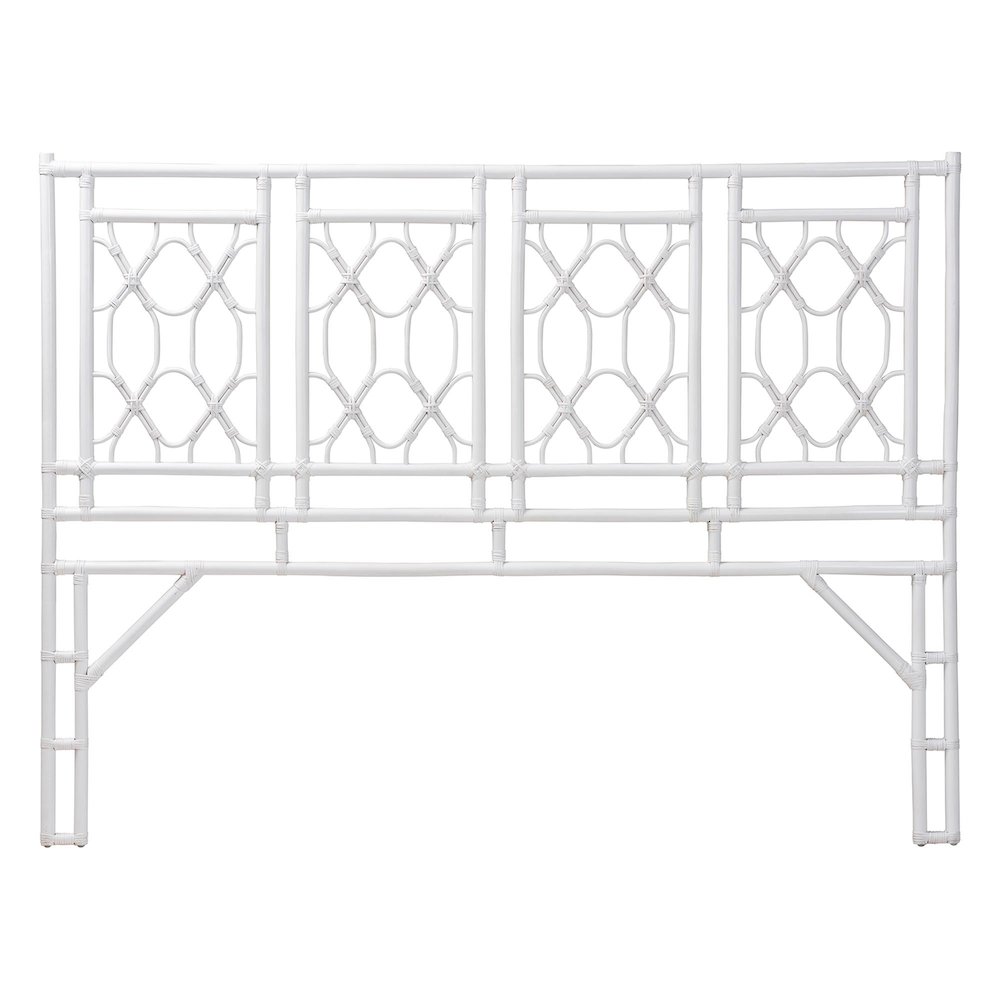 Sampson Bohemian White Rattan King Size Standalone Headboard. Picture 2