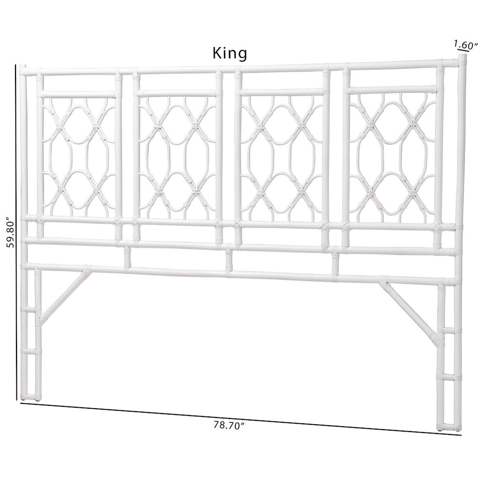 Sampson Bohemian White Rattan King Size Standalone Headboard. Picture 7