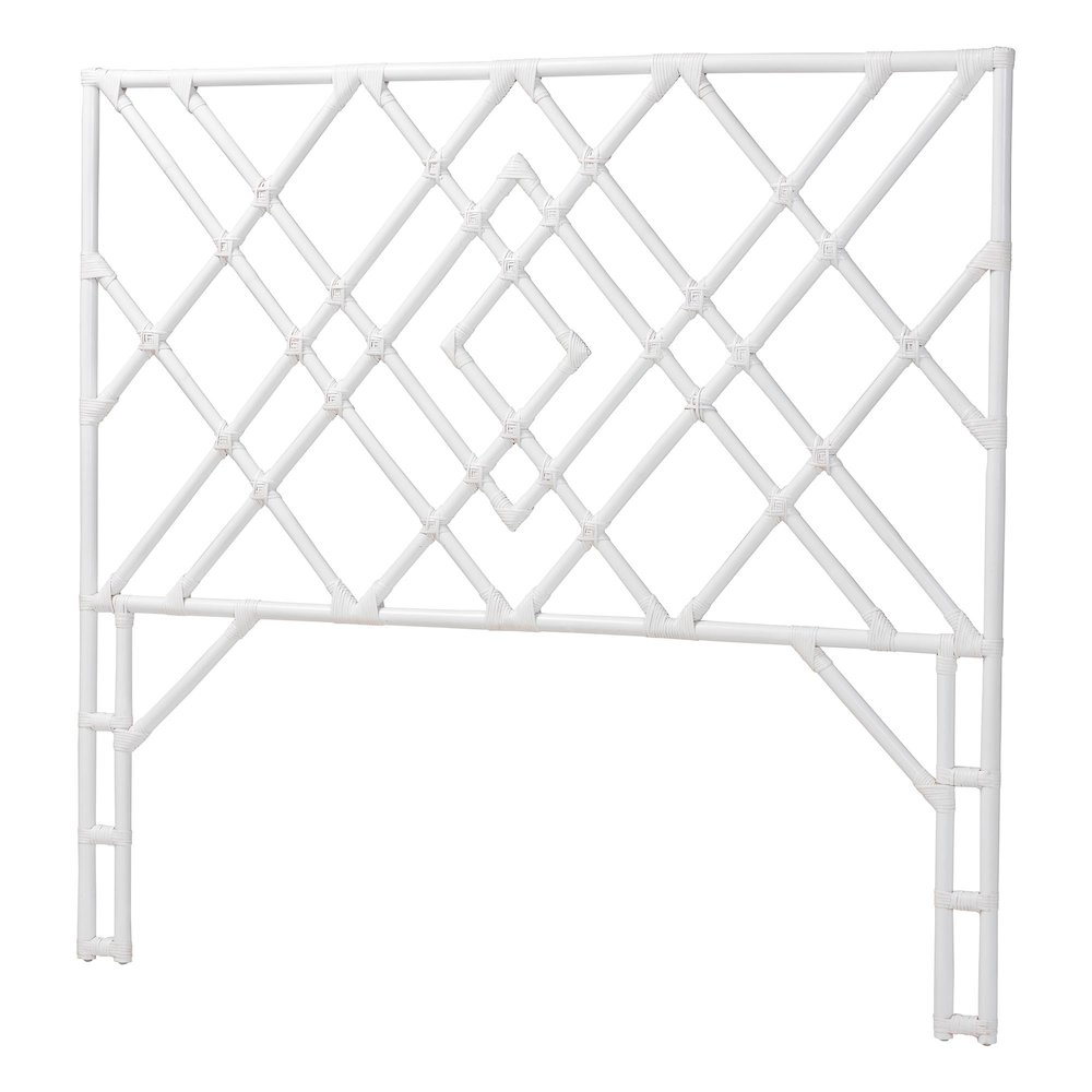 Lavali Bohemian White Rattan Queen Size Standalone Headboard. Picture 1