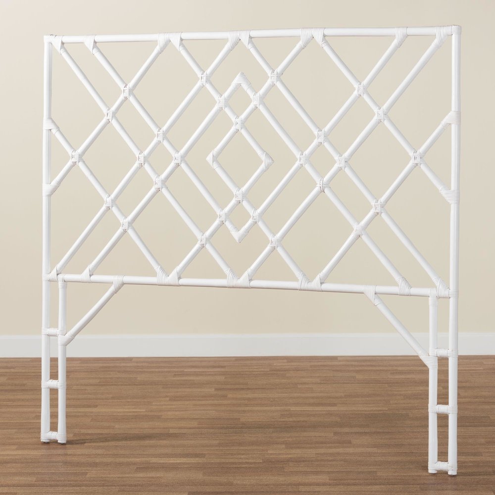 Lavali Bohemian White Rattan Queen Size Standalone Headboard. Picture 6