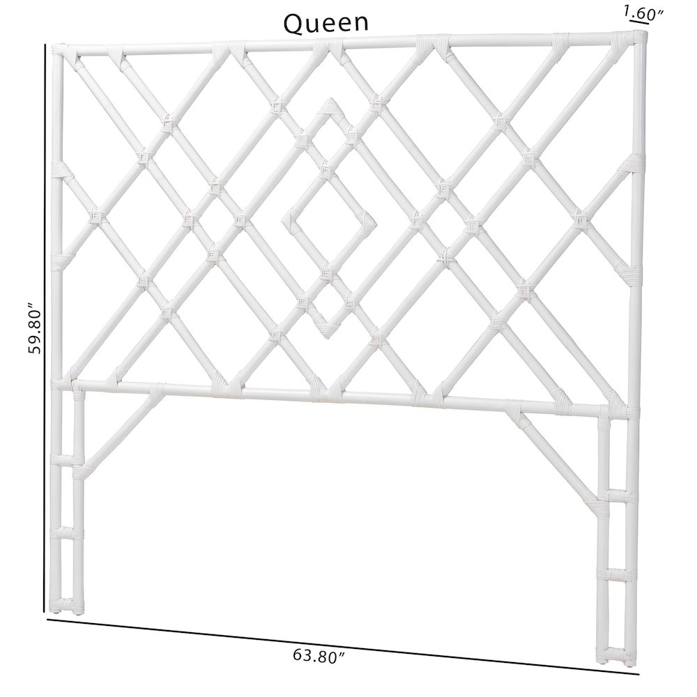 Lavali Bohemian White Rattan Queen Size Standalone Headboard. Picture 7