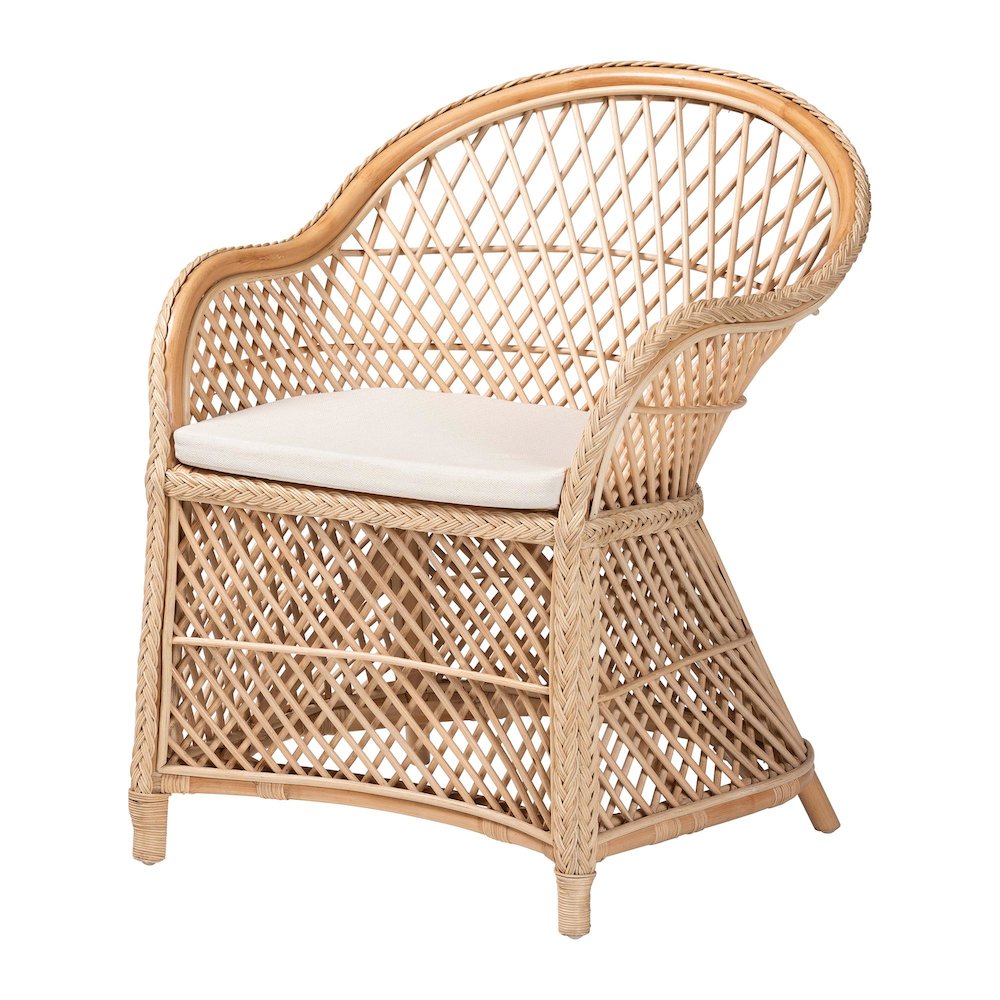 Casilda Bohemian Natural Braided Rattan Arm Chair. Picture 1
