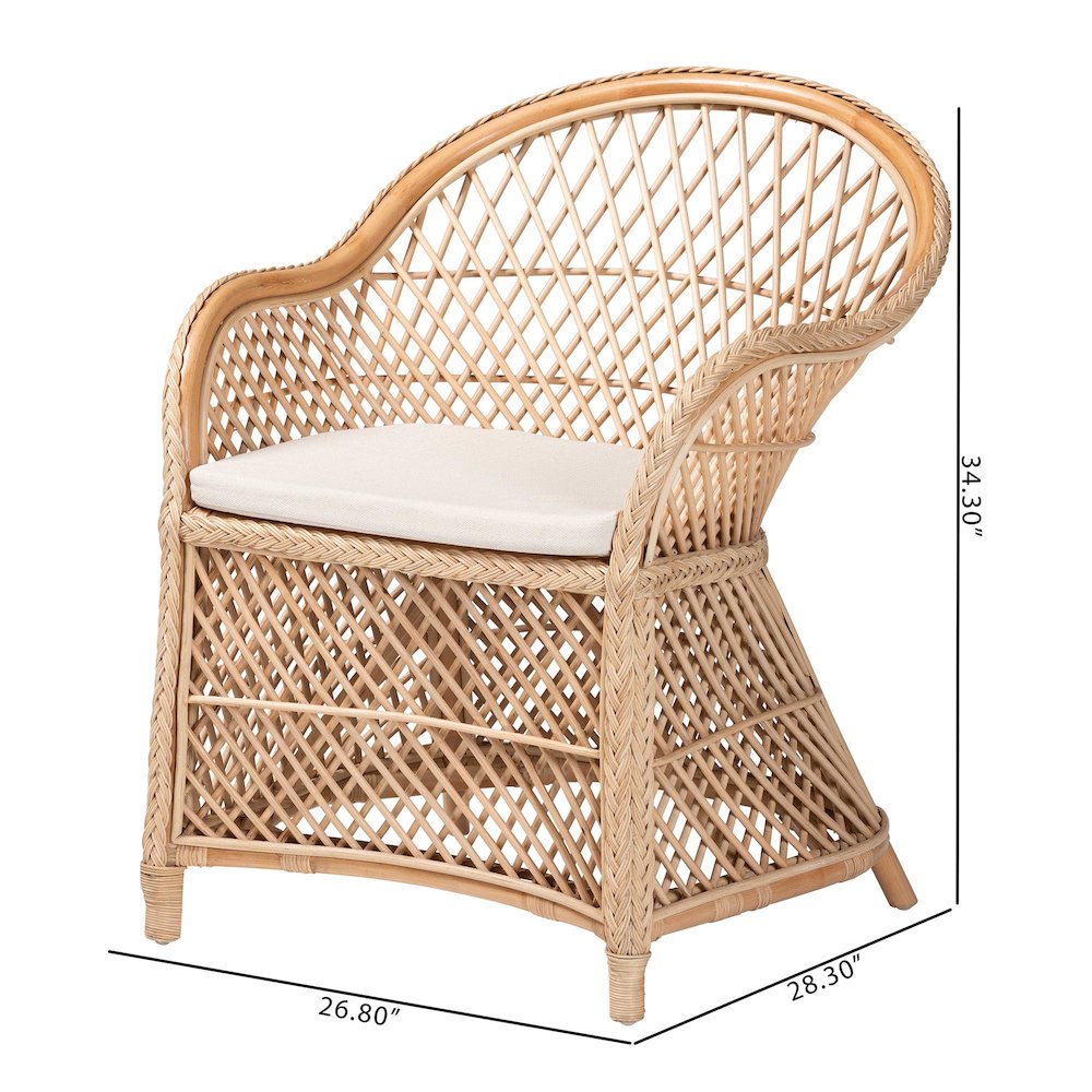Casilda Bohemian Natural Braided Rattan Arm Chair. Picture 10