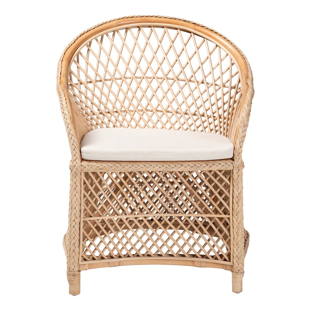 Casilda Bohemian Natural Braided Rattan Arm Chair. Picture 2