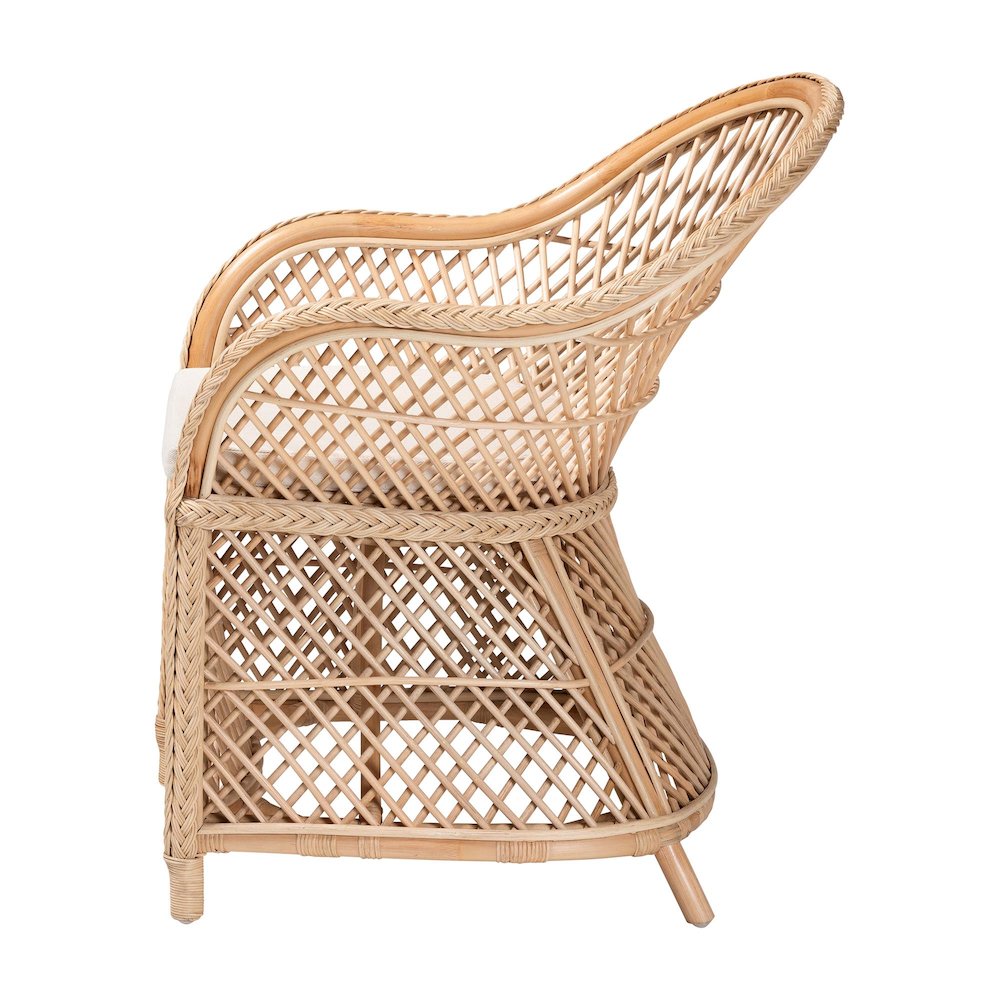 Casilda Bohemian Natural Braided Rattan Arm Chair. Picture 3
