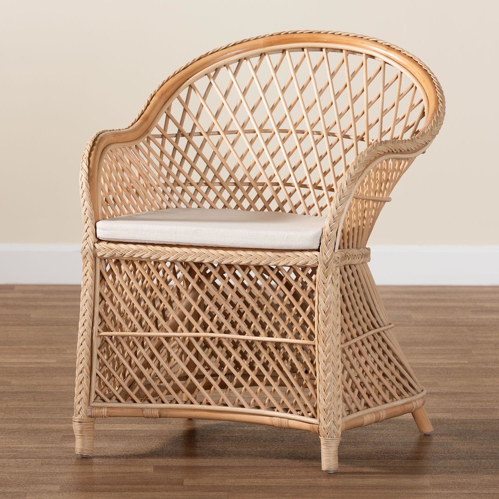Casilda Bohemian Natural Braided Rattan Arm Chair. Picture 9