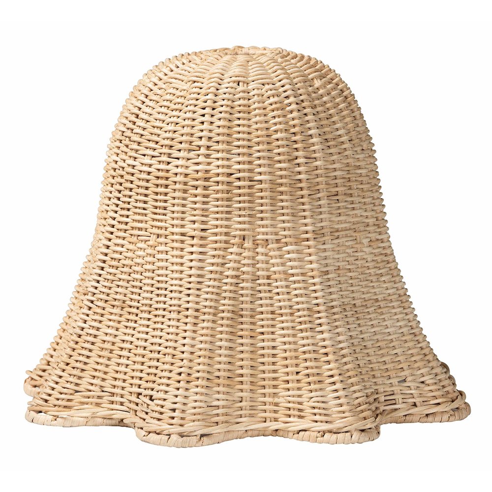 Semira Bohemian Natural Scalloped Rattan Pendant Lampshade. Picture 1
