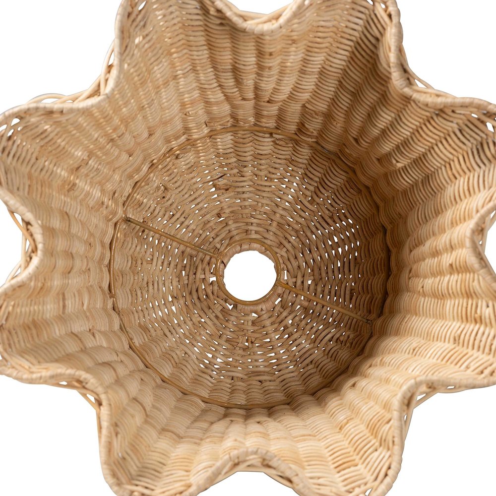 Semira Bohemian Natural Scalloped Rattan Pendant Lampshade. Picture 2