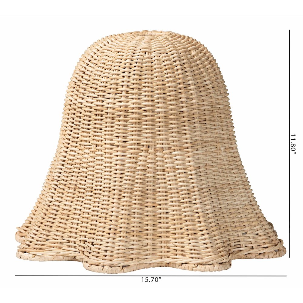 Semira Bohemian Natural Scalloped Rattan Pendant Lampshade. Picture 5