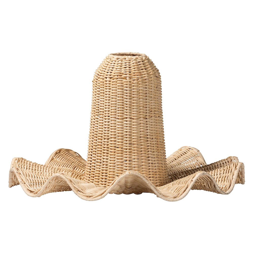 Lavada Bohemian Natural Scalloped Rattan Pendant Lampshade. Picture 1
