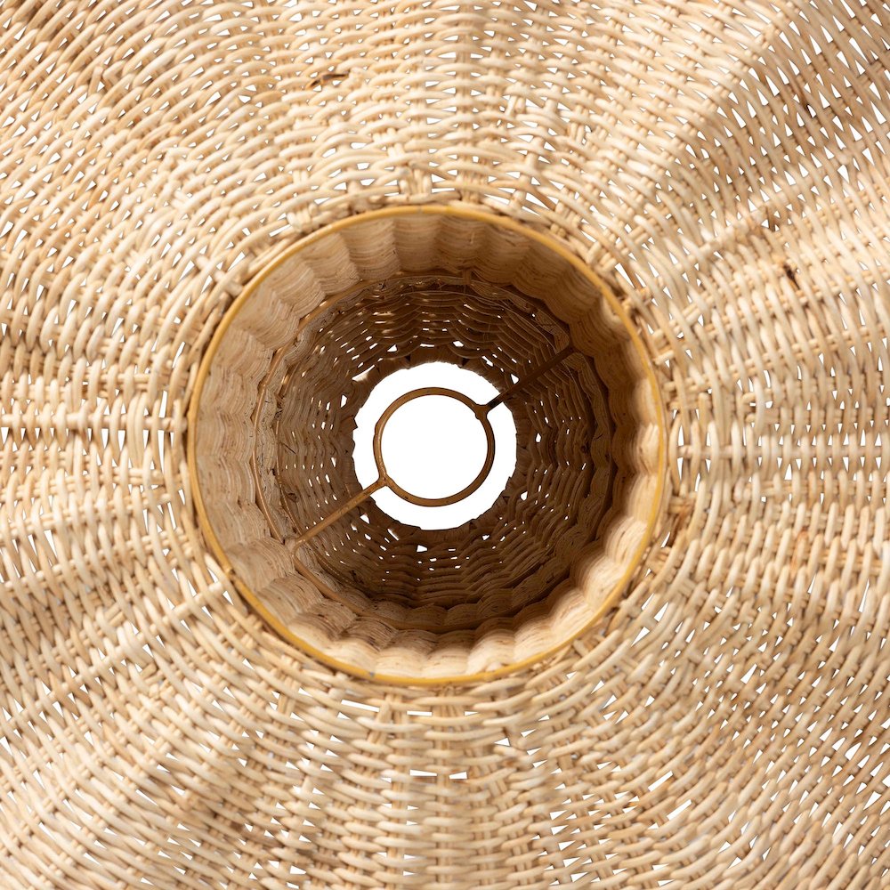 Lavada Bohemian Natural Scalloped Rattan Pendant Lampshade. Picture 2