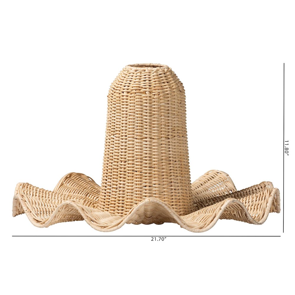 Lavada Bohemian Natural Scalloped Rattan Pendant Lampshade. Picture 5