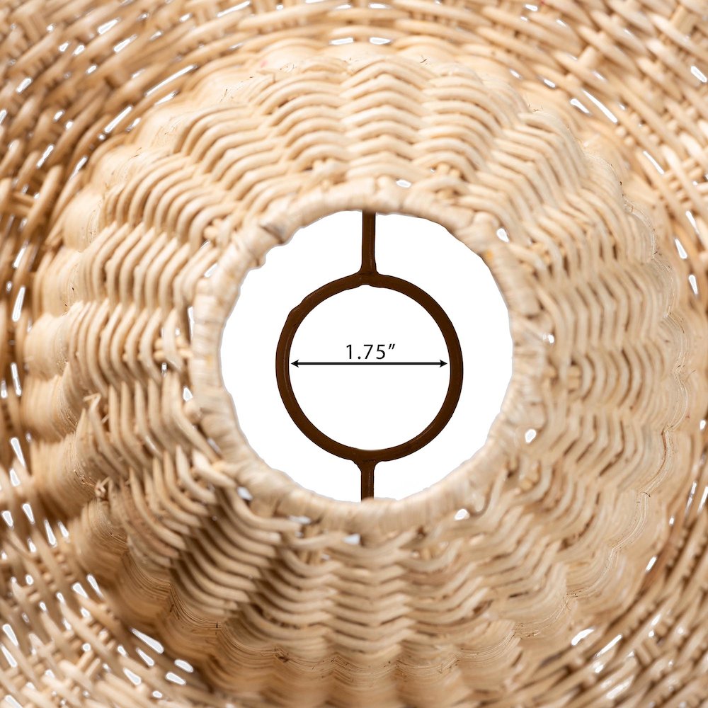 Lavada Bohemian Natural Scalloped Rattan Pendant Lampshade. Picture 6