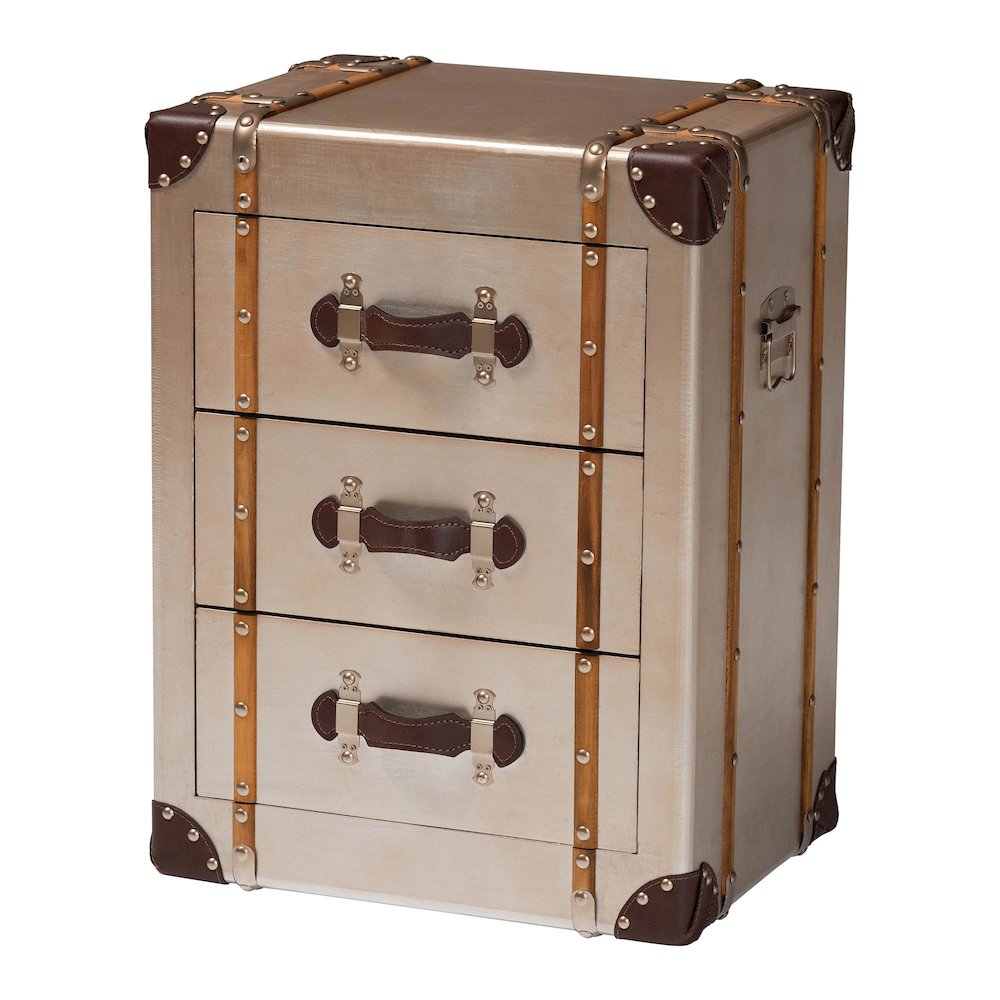 Naylor Vintage Matte Bronze 3-Drawer Cabinet. Picture 1