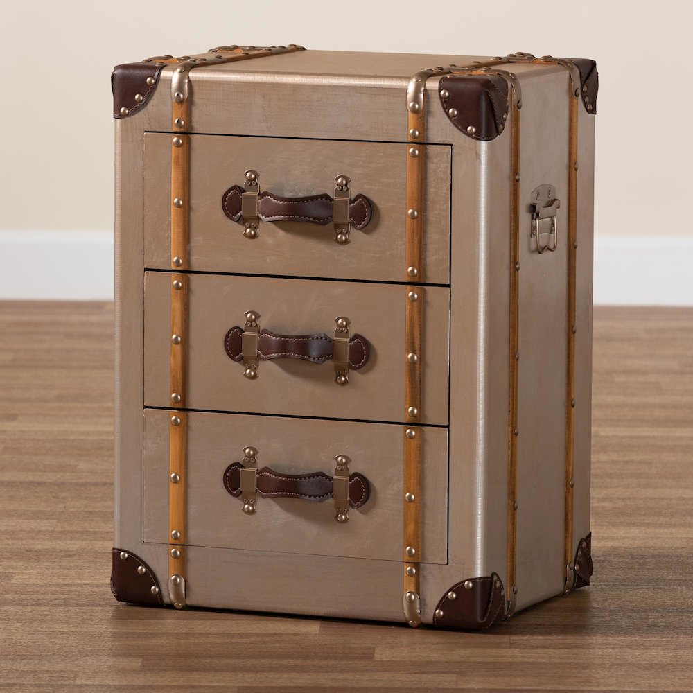 Naylor Vintage Matte Bronze 3-Drawer Cabinet. Picture 10