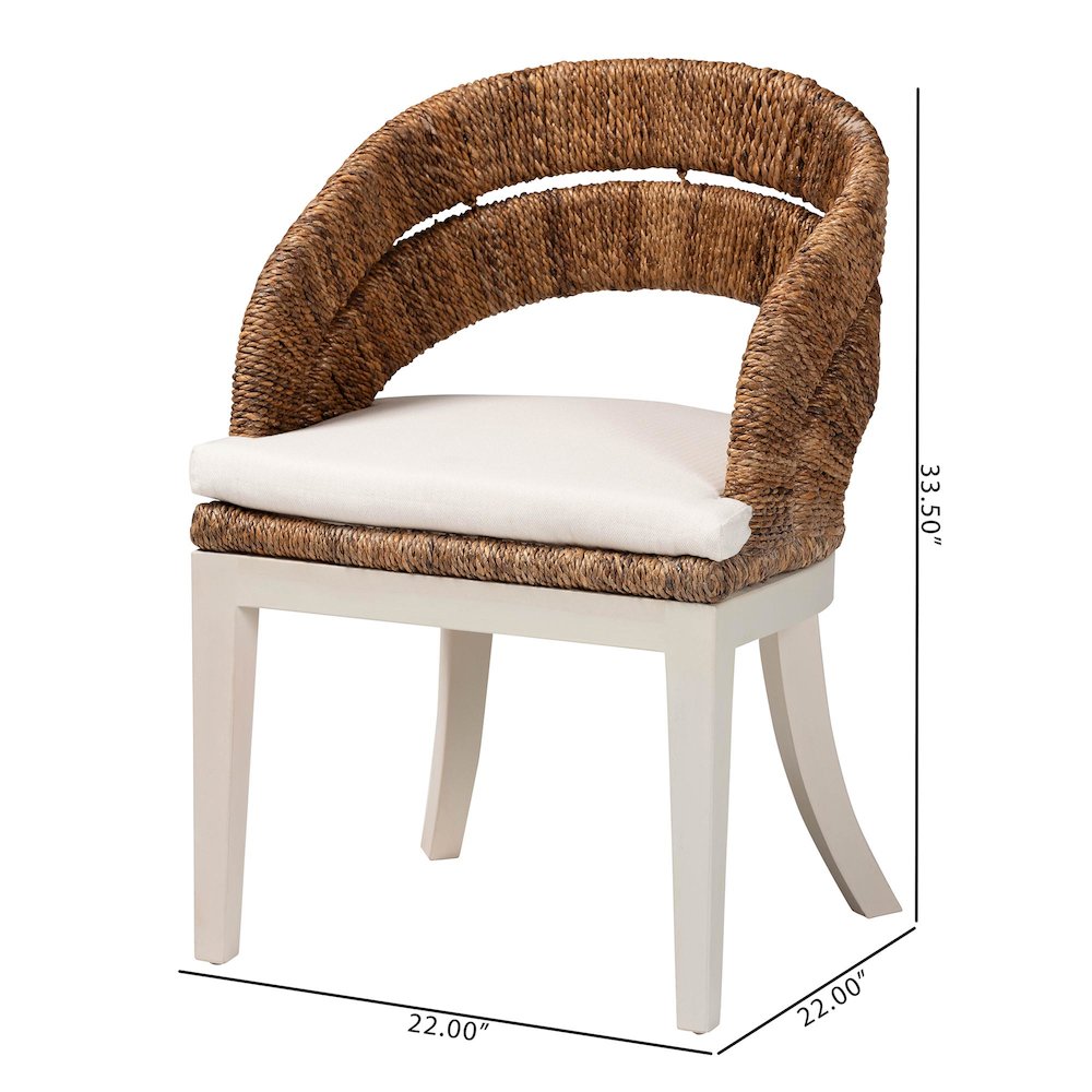 Ubud Bohemian Natural Seagrass and Mahogany Wood Dining Chair. Picture 10