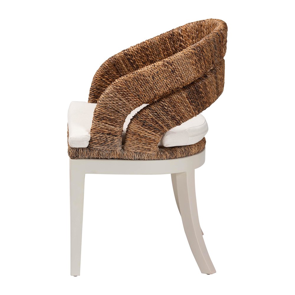 Ubud Bohemian Natural Seagrass and Mahogany Wood Dining Chair. Picture 3
