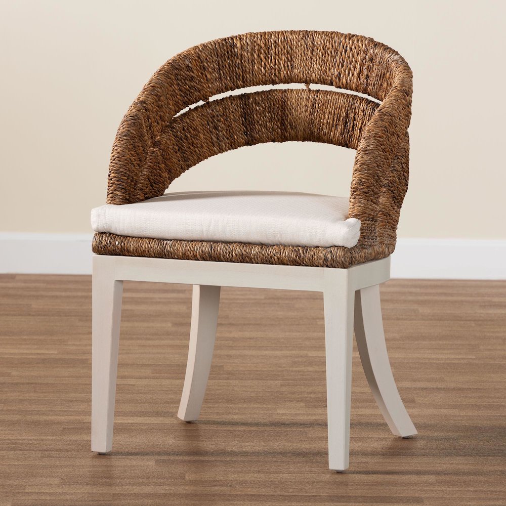 Ubud Bohemian Natural Seagrass and Mahogany Wood Dining Chair. Picture 9