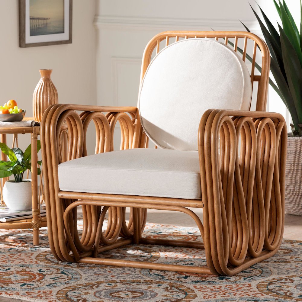 Tiramisu Bohemian Light Honey Rattan Arm Chair. Picture 8