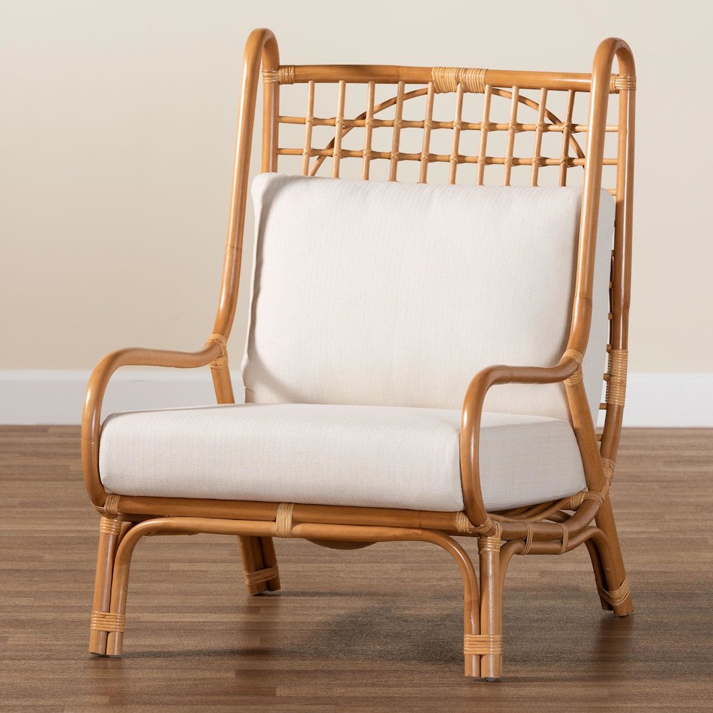 Helina Bohemian Light Honey Rattan Accent Chair. Picture 9