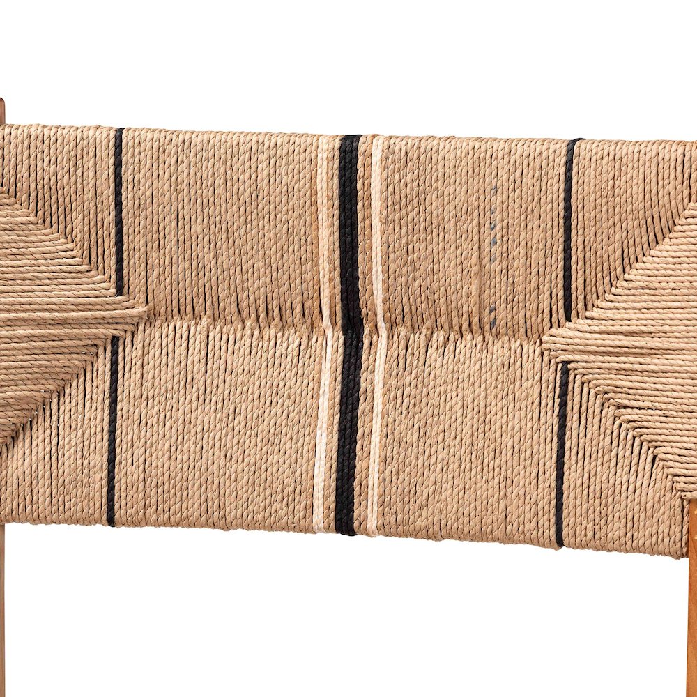 Prita Bohemian Paper Loom and Natural Mahogany Wood 2-Piece Bar Stool Set. Picture 4