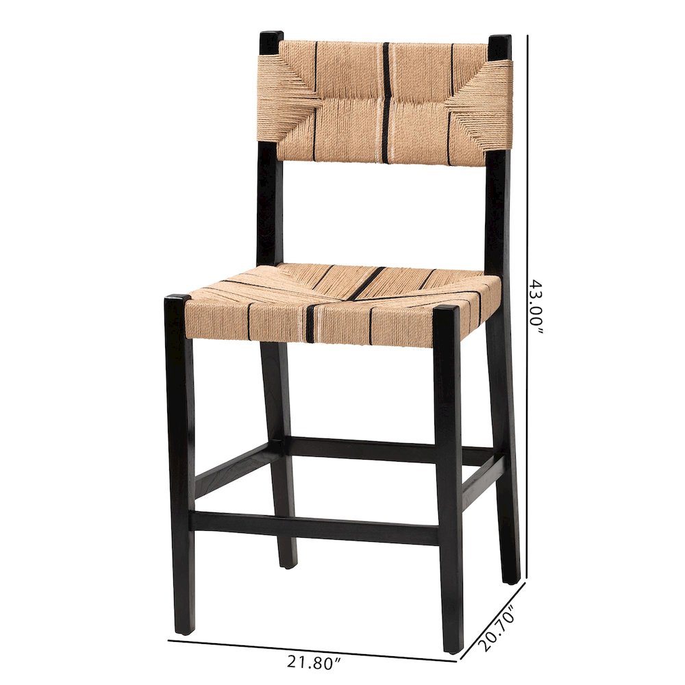 Prita Bohemian Paper Loom and Black Mahogany Wood Counter Stool. Picture 9