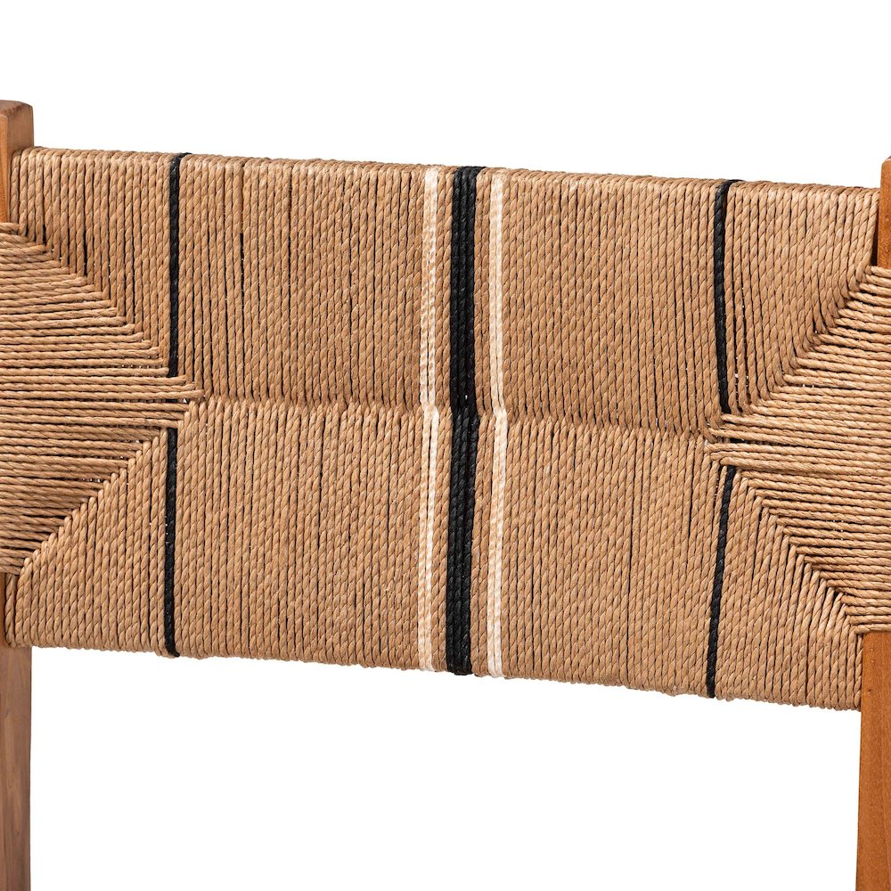 Prita Bohemian Paper Loom and Natural Mahogany Wood 2-Piece Counter Stool Set. Picture 4