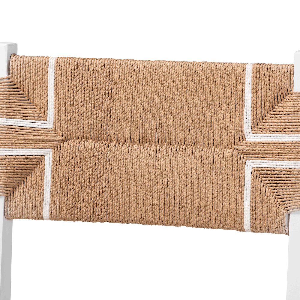 Talli Bohemian Paper Loom and White Mahogany Wood 2-Piece Bar Stool Set. Picture 4