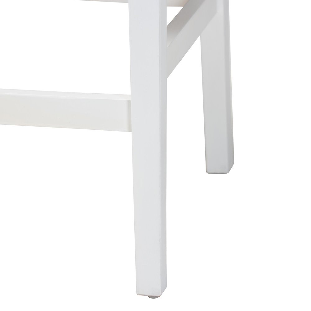 Talli Bohemian Paper Loom and White Mahogany Wood 2-Piece Bar Stool Set. Picture 5