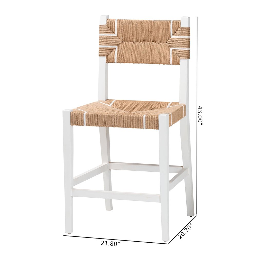 Talli Bohemian Paper Loom and White Mahogany Wood 2-Piece Counter Stool Set. Picture 8