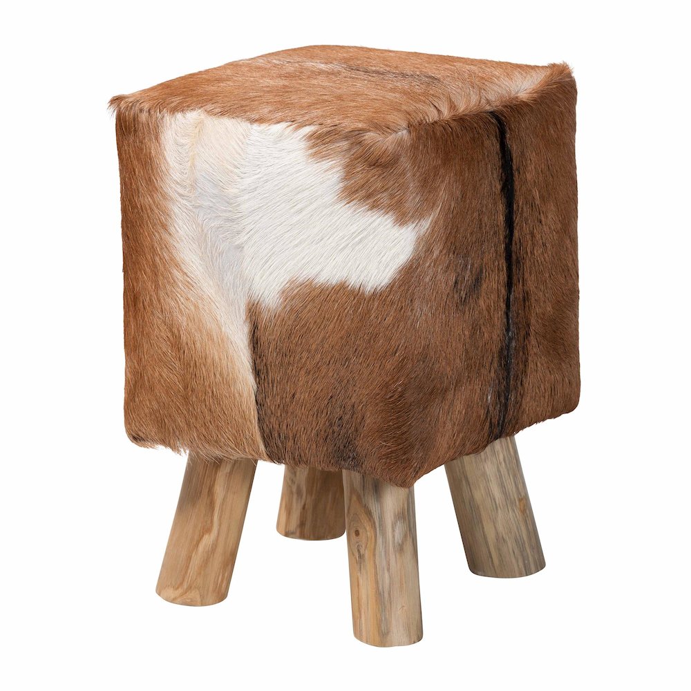 Scotlyn Genuine Goat Leather Footstool. Picture 2