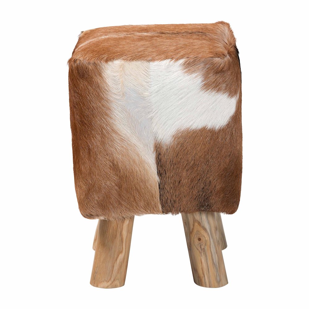 Scotlyn Genuine Goat Leather Footstool. Picture 1