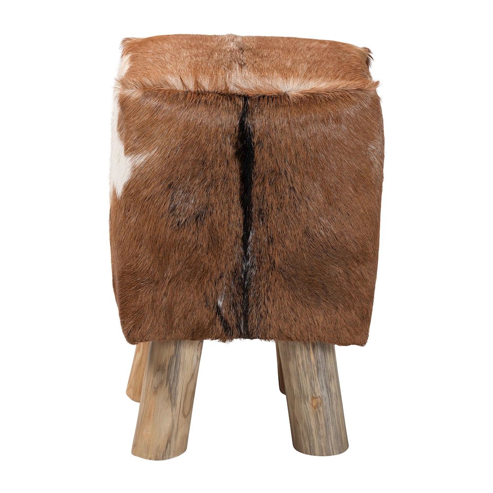 Scotlyn Genuine Goat Leather Footstool. Picture 3