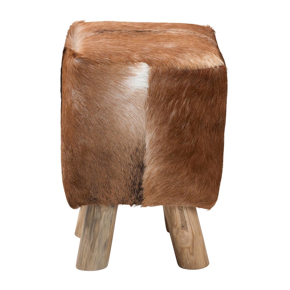 Scotlyn Genuine Goat Leather Footstool. Picture 4