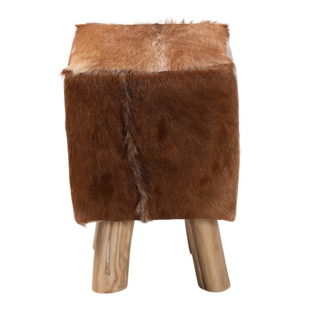 Scotlyn Genuine Goat Leather Footstool. Picture 5
