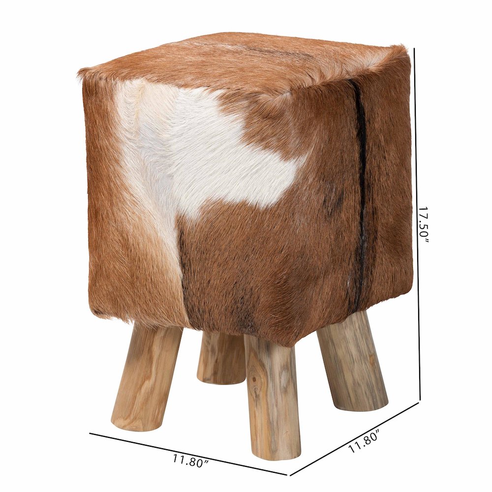 Scotlyn Genuine Goat Leather Footstool. Picture 8