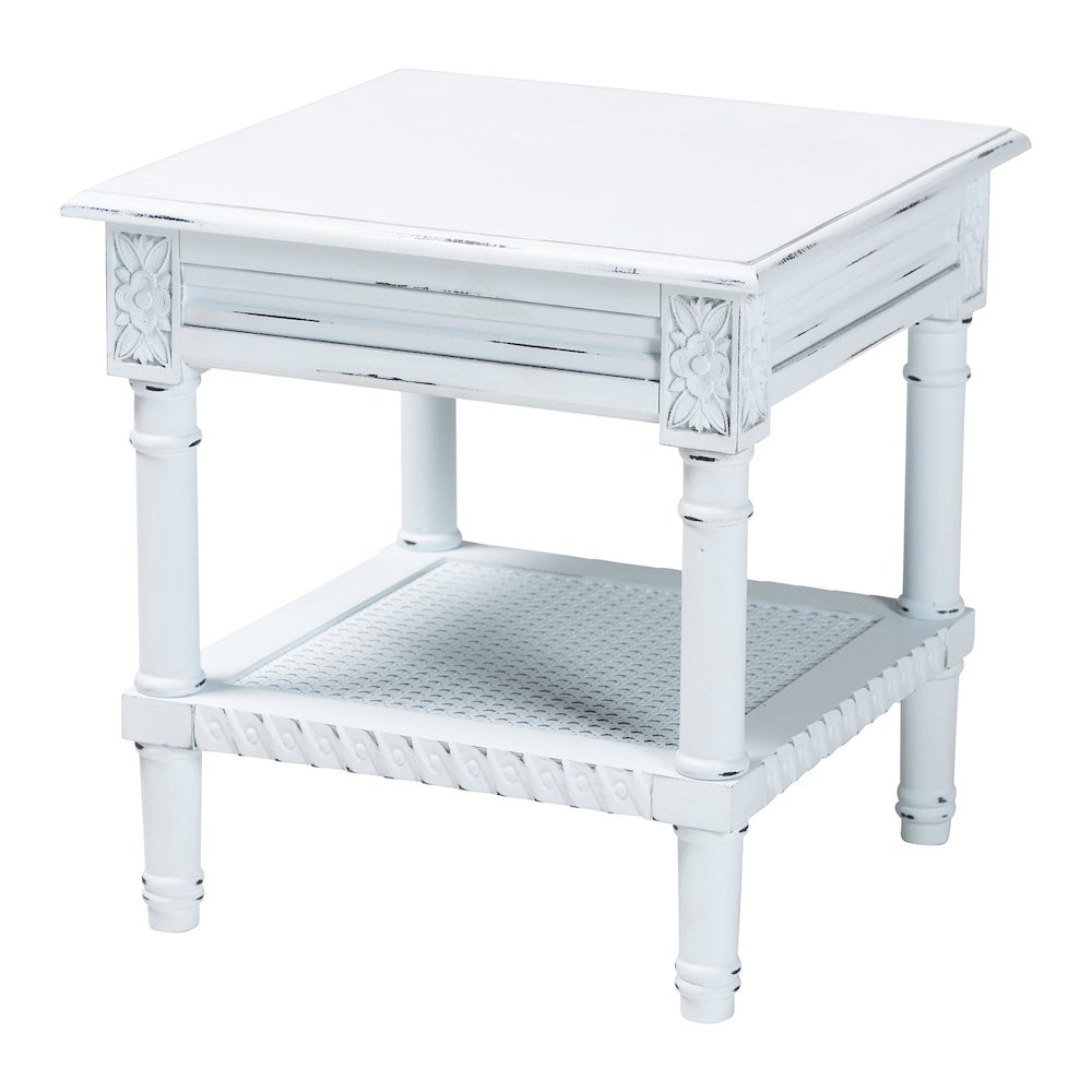 Jeanne Vintage Traditional White Wood End Table. Picture 1