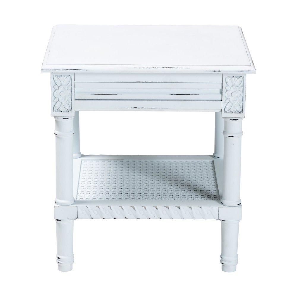 Jeanne Vintage Traditional White Wood End Table. Picture 2