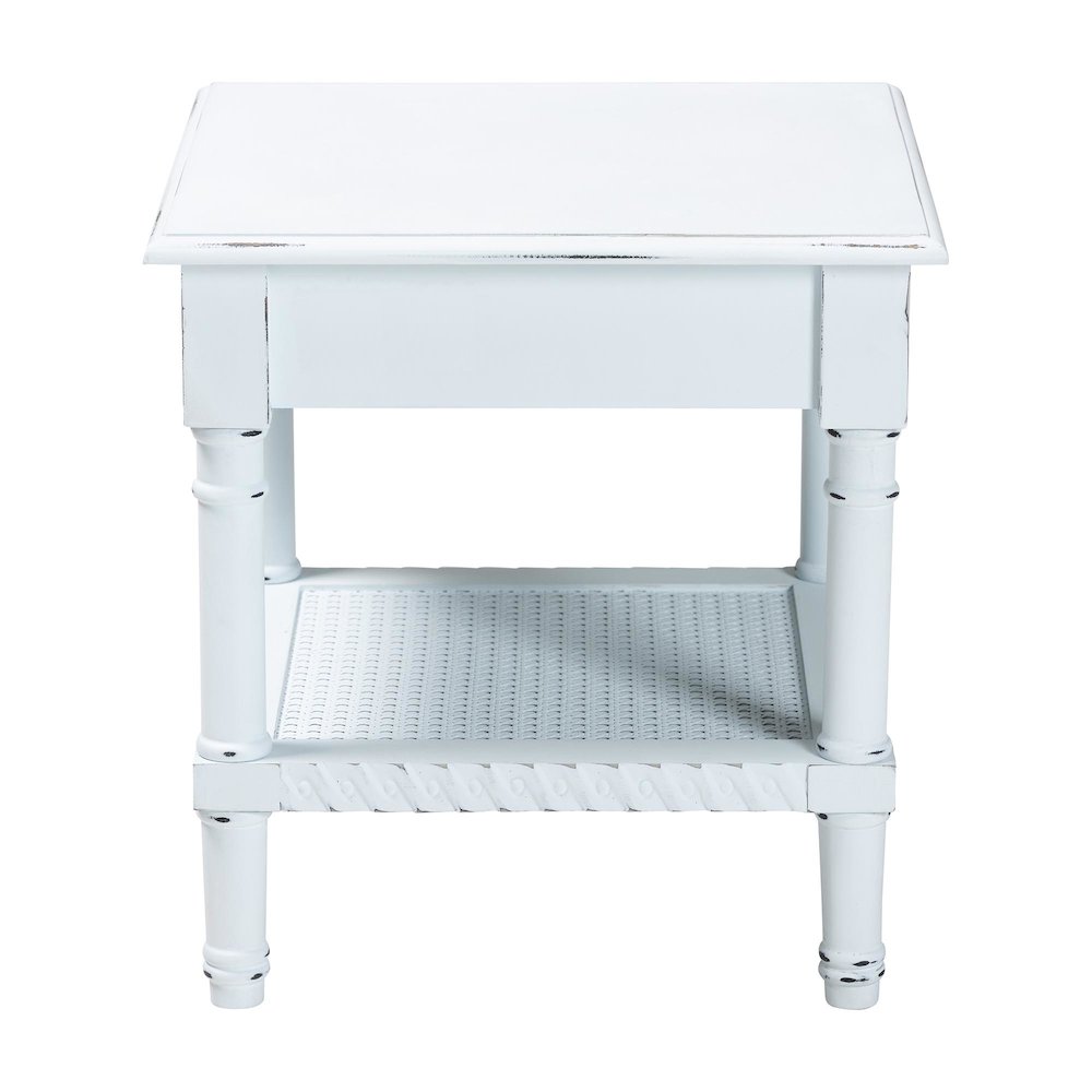 Jeanne Vintage Traditional White Wood End Table. Picture 3