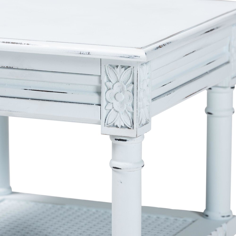 Jeanne Vintage Traditional White Wood End Table. Picture 5