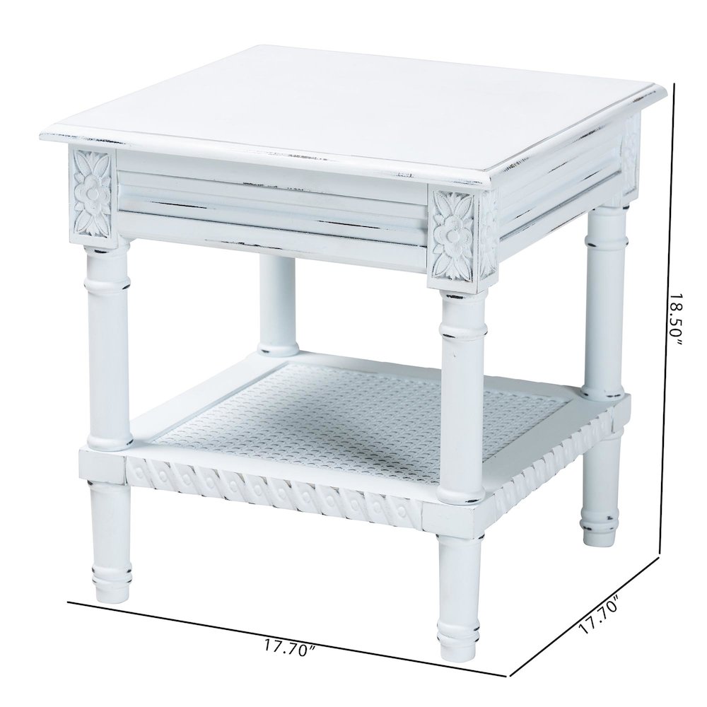 Jeanne Vintage Traditional White Wood End Table. Picture 9