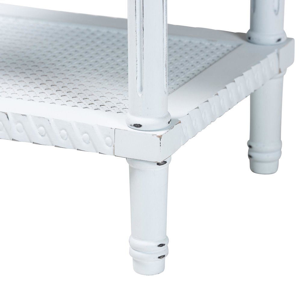 Legrand Classic French Two-Tone White and Natural Brown 1-Drawer End Table. Picture 7
