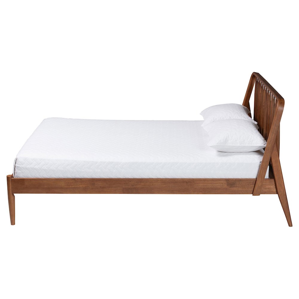 Baxton Studio Maeron Mid-Century Modern Walnut Brown Queen Platform Bed. Picture 2