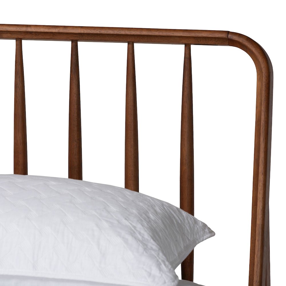 Baxton Studio Maeron Mid-Century Modern Walnut Brown Queen Platform Bed. Picture 4